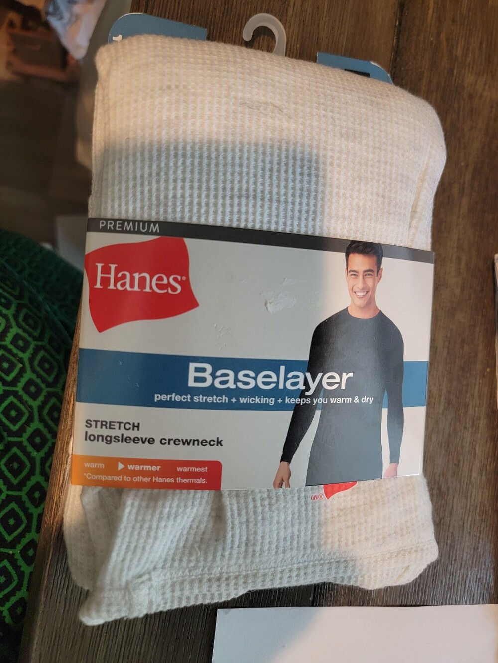 Hanes Men's White Baselayer Long Sleeve Crewneck Shirt